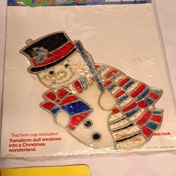 Vintage Christmas Window Hangings Bundle Merry Mouse & Snowman - Picture 6 of 6